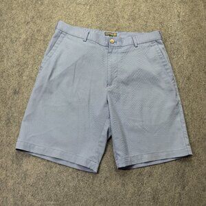 Peter Millar Shorts Men 33 Blue 9" Performance Golf Wicking Houndstooth